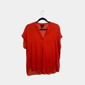 Rachel Roy Bright Orange Short Sleeve Lightweight Blouse – Size M